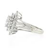 Image 6 : Vintage 14K White Gold 1.35 ctw Prong Diamond Marquise Navette Tiered Cluster Ri