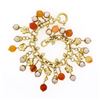 Image 3 : Bonato 18k Gold Diamond Flower Pearl Orange Quartz Beaded Dangle Charm Bracelet