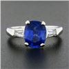 Image 3 : Vintage Platinum GIA Burma NO HEAT Cushion Sapphire & Diamond Engagement Ring