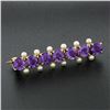 Image 4 : Antique Victorian 14k Gold 4.2mm Old Round Amethyst & Seed Pearl Bar Pin Brooch