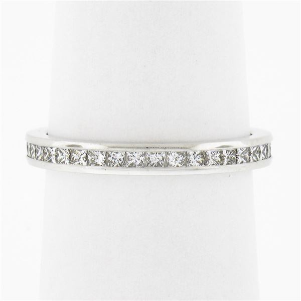 18k White Gold 0.80 ctw Channel Princess Diamond Eternity Stack Wedding Band Rin