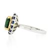 Image 7 : 18k TT Gold 2.83 ctw GIA Oval Green Tsavorite & Round Sapphire Halo Cocktail Rin