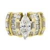 Image 5 : 18k Gold 3.97 ctw GIA Marquise Diamond w/ Baguette Sides Wide Engagement Ring
