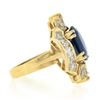 Image 5 : 18K Gold 7.72 ctw GIA Large Oval Sapphire w/ Round Marquise Diamond Cocktail Rin