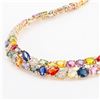 Image 3 : 81.38 ctw Multicolor Sapphire and 3.63 ctw Diamond 14K Yellow Gold Necklace