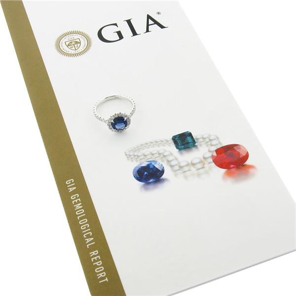 NEW Platinum 2.21 ctw GIA Ceylon Round Blue Sapphire Brilliant Diamond Halo Ring