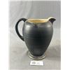 Image 2 : Vintage Brentleigh Ware, Kensington England, Black Pitcher w/ Raised Floral Design. Approx. 7.5" H