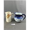 Image 1 : 2 Vintage Pitchers - Alfred Meakin, England w/ Leaves. Approx. 7" H & La Belle China, Virginia w/ Fl