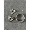 Image 2 : Lovely 925 Sterling Silver Ring Band w/ Pair Of 925 Sterling Silver Earrings