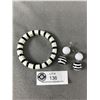 Image 1 : Unusual Vintage, Black/White Plastic Or Celluloid Bangle & Earrings