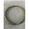 Image 2 : Vintage Bronze w/ Genuine Malachite Stone Inlay Bangle