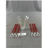 Image 2 : Beautiful Set Of Blown Glass Cocktail Stir Sticks & Antique Etched Glass