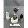 Image 1 : Polished Agate Stand, Selenite Stick, Hematite, & Purple Amethyst On Stand [R. $180.00-$298.88]