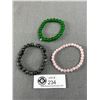 Image 2 : 3 Stone Bracelets - Labradorite, Rose Quartz, & Green Glass