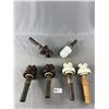 Image 1 : Lot of Vintage Locke Brown Porcelain Insulators with Wooden Posts Plus Other