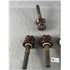 Image 2 : Lot of Vintage Locke Brown Porcelain Insulators with Wooden Posts Plus Other