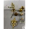 Image 2 : Lot of Vintage Brass Items Plus Brass and Crystal Door Knobs