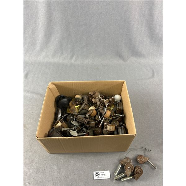 Box of Various Sized Vintage Casters for Furniture