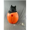 Image 2 : Vintage Halloween Jack O Lantern with Black Cat Blow Mold 28" H NO SHIPPING. With New Light. WORKING