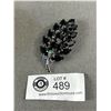 Image 2 : Vintage Mid Century Jet Black Glass Rhinestones Leaf Brooch