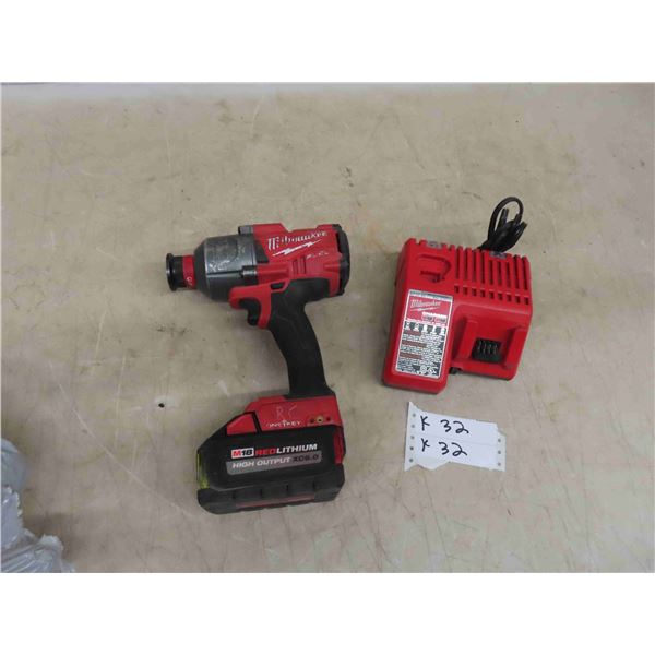 Milwaukee 18 Volt Cordless Impact Wrench with Battery & Charger - Works 