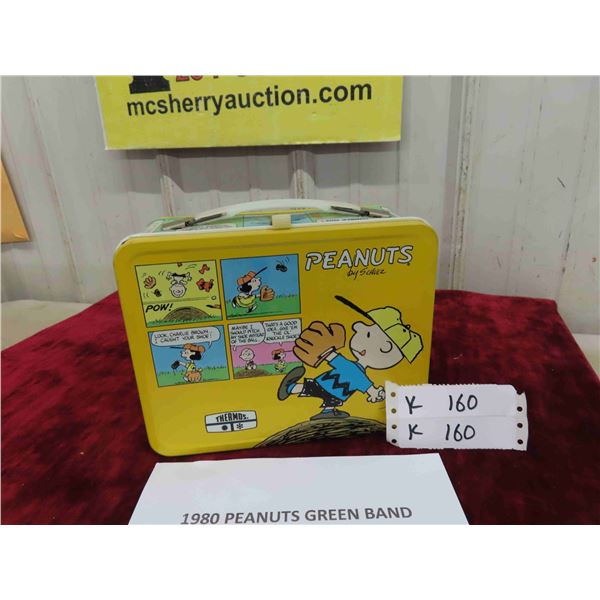 1980 Peanuts Green Band Vintage Upside Down Error Mistake Metal Lunch Box