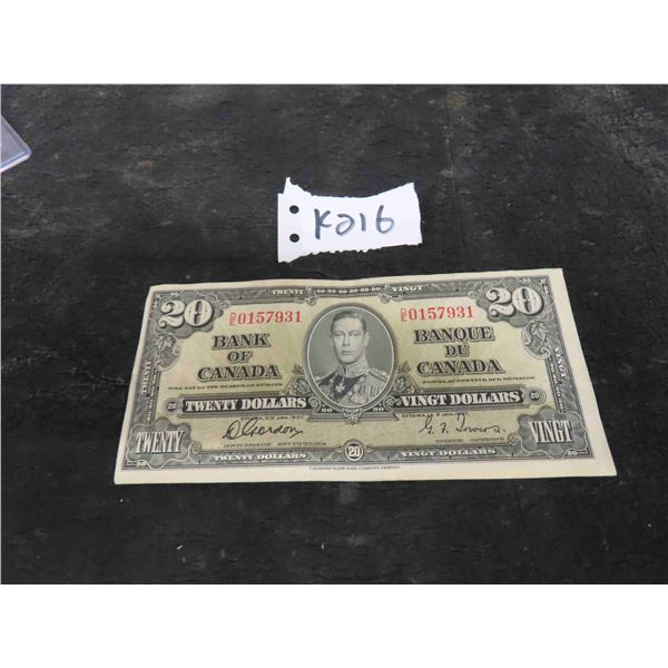 1937 Canadian $20 Bill 