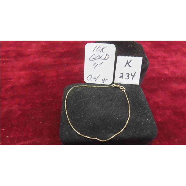 10kt Gold 7'' Bracelet 0.4 Grams 