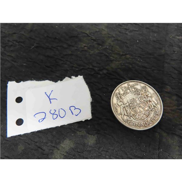 1945 Canada 50 Cent Coin 