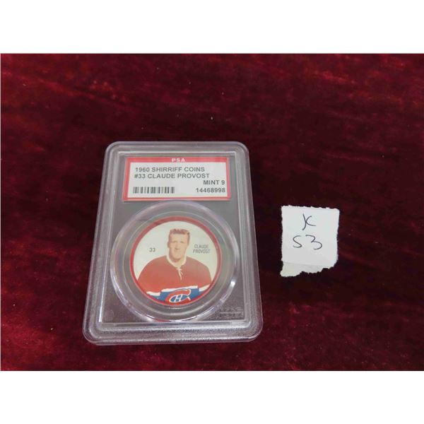 1960 Shirriff Coins #33 Claude Provost PSA 9 