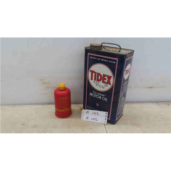 Tidex Motor Oil 1 Gallon Tin , Shell Luster Seal 12 Fluid Oz Plastic Container 