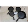 Image 1 : 4 Cast Iron Fry Pans 6'' + 9''