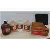 Image 1 : (4) 1 Gallon Soda Finger Jugs with Paper Labels A&W Coca Cola & Wood 