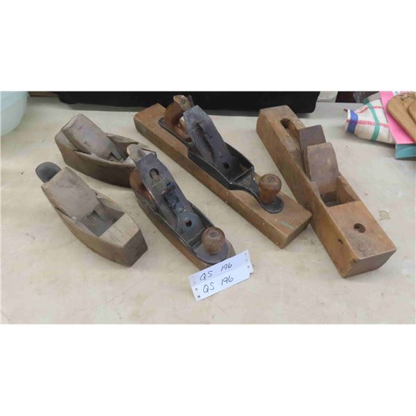5 Vintage Planers with Wood Base