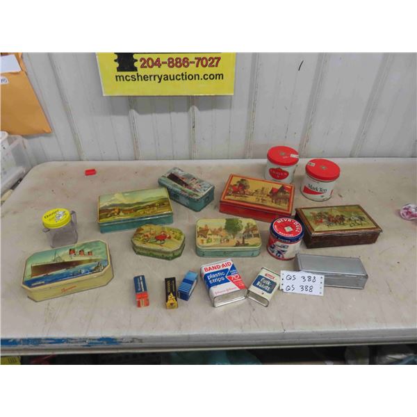 Tins : Toffee , Biscuit , Bandaid , Tobacco 