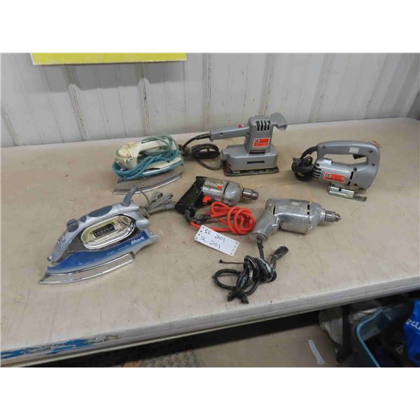 Jigsaw , Sander , 2 Black and Decker Drills , 2 Irons for Laminate