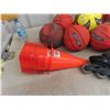Image 2 : Bag of Various Sports Equipment: Balls, Helmet, Roller Blades, Pylon