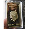 Image 3 : 2011 Elizabeth II 1oz .999 Australian Gold Plated Bar 