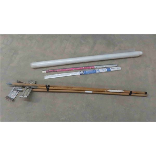 2 New Door Sweeps , 2 Sanding Poles, Extension Pole, Partial Roll of Poly