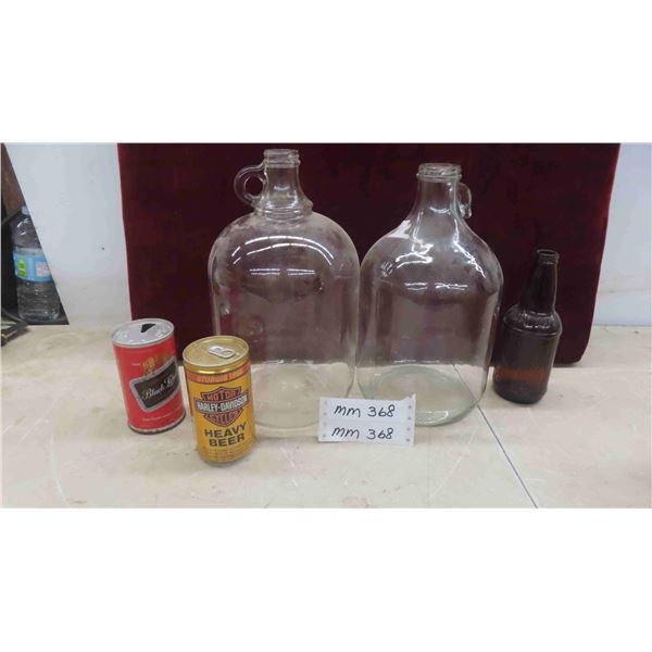2 Vintage Gallon Finger Jugs , Sarsaparilla Brown Bottle, Black Label 