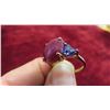 Image 7 : New 10kt Rose Gold Ring with Genuine Ruby + 2 Created Tanzanites ,