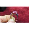 Image 8 : New 10kt Rose Gold Ring with Genuine Ruby + 2 Created Tanzanites ,