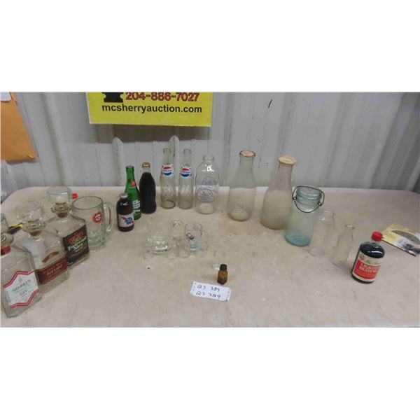 Milk Bottles with Label, A&W Mugs, Pop Bottles, Shot