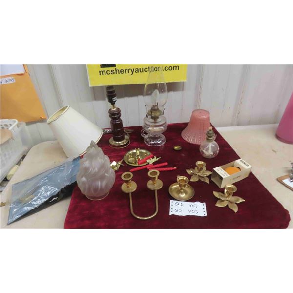 Coal Oil Lamp, Brass Candlier, Lamp Shades, Plus