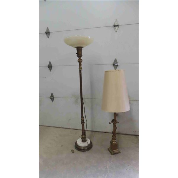 Floor Lamp with Brass/Marble/Glass Shade , Table Lamp