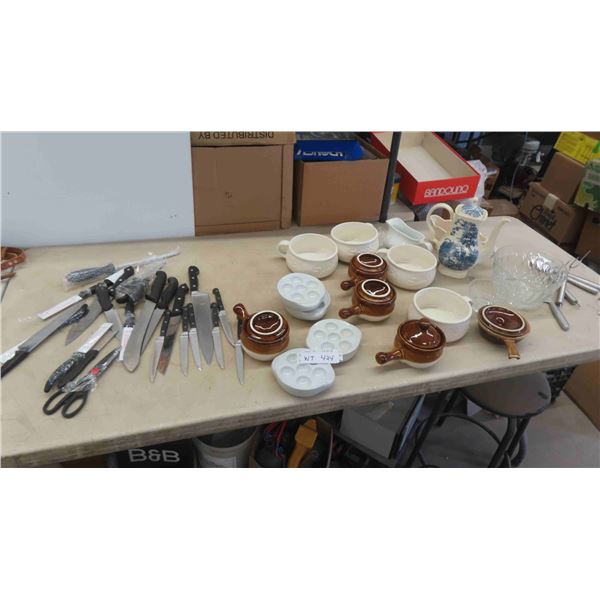 Crystal Serving Bowls, China Teapot, Soup Bowls, New and Used