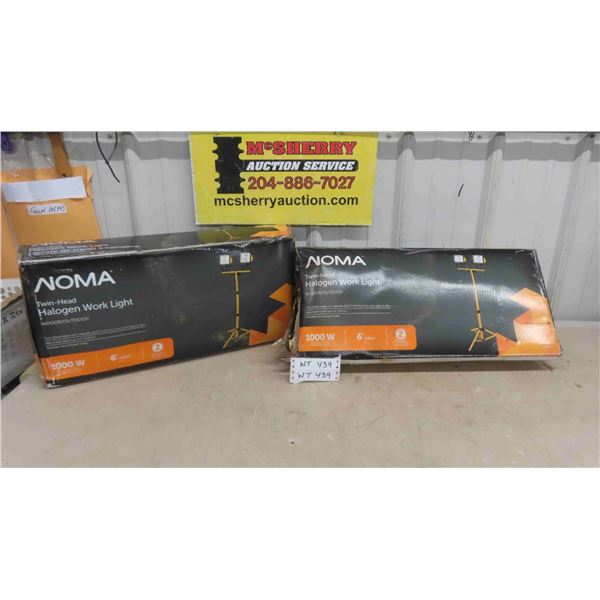 2 New Noma Twin-Head Halogen Work Lights