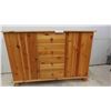 Image 1 : Pine Style Buffet with 4 Drawers and 2 Doors 47'' x 13'' x 32'' H 