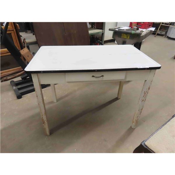 Enamel Top Country Table with Drawer 30 1/2'' x 41 1/2'' x