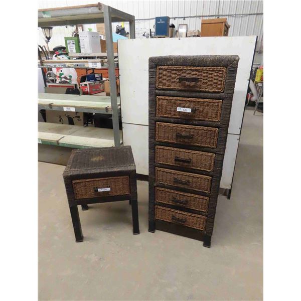 Wicker 2 Drawer Dresser 56'' x 21'' x 21'' & Night Stand 26'' x 